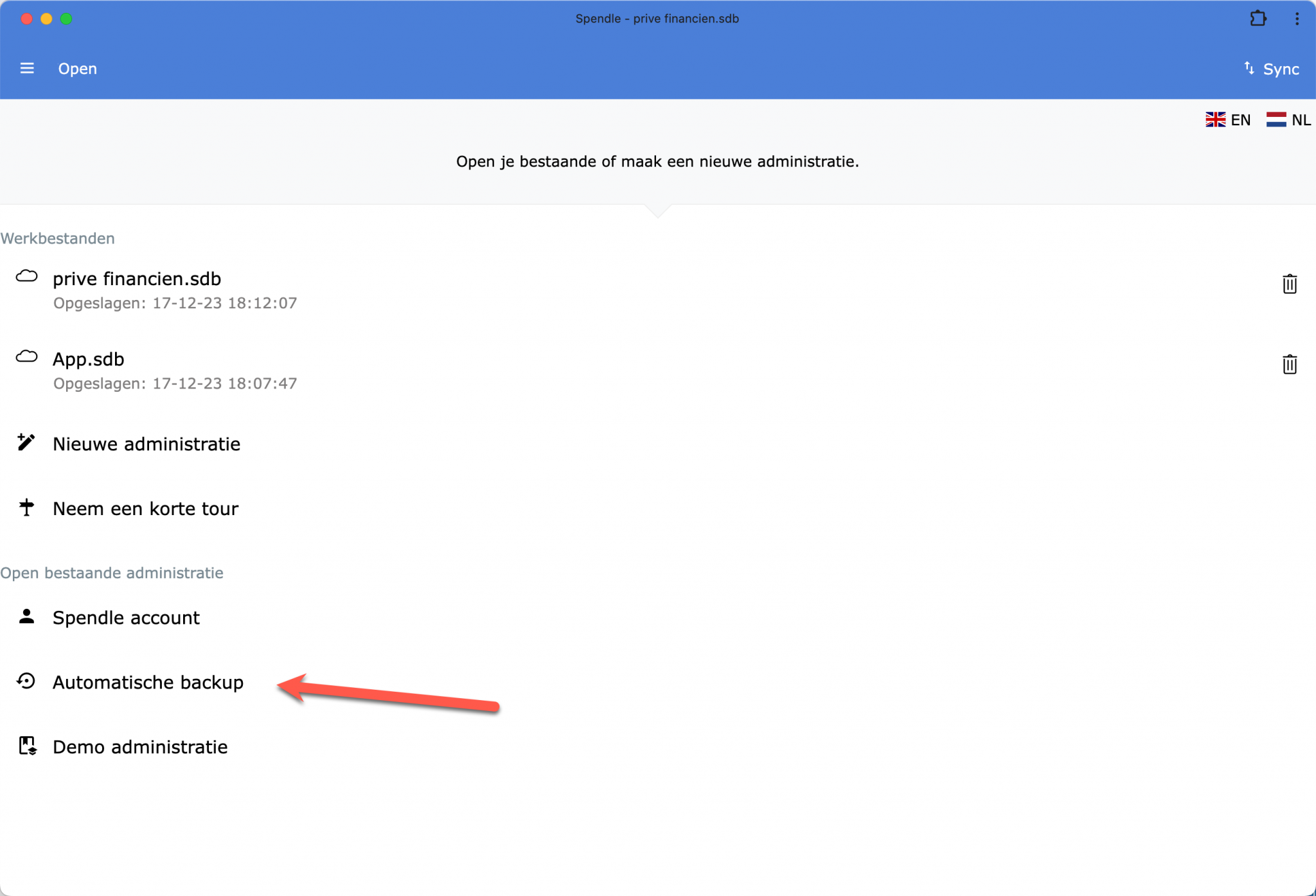 Backup and restore — screenshot 2