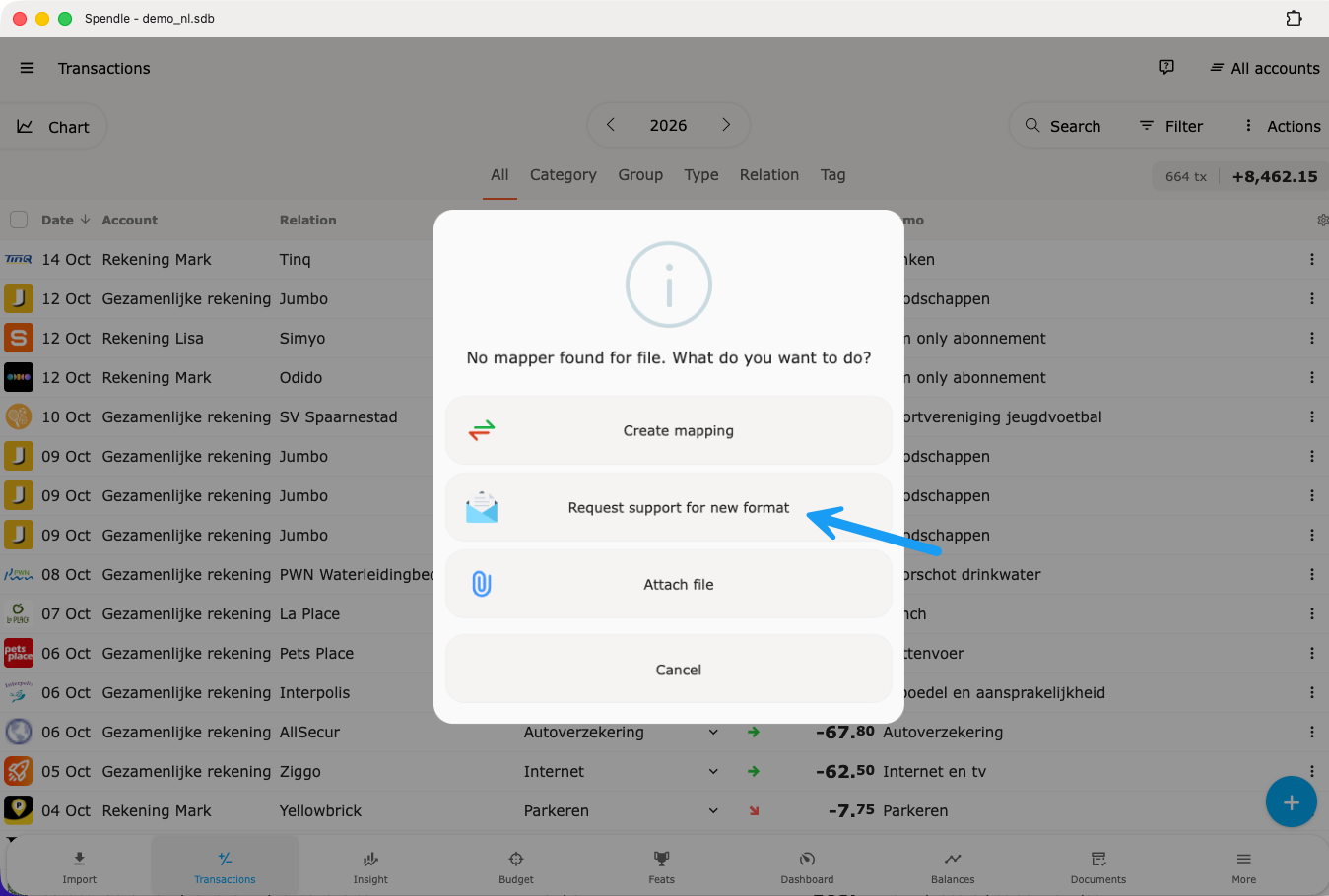 No mapper found for file message, with an arrow pointing to Request support for new format