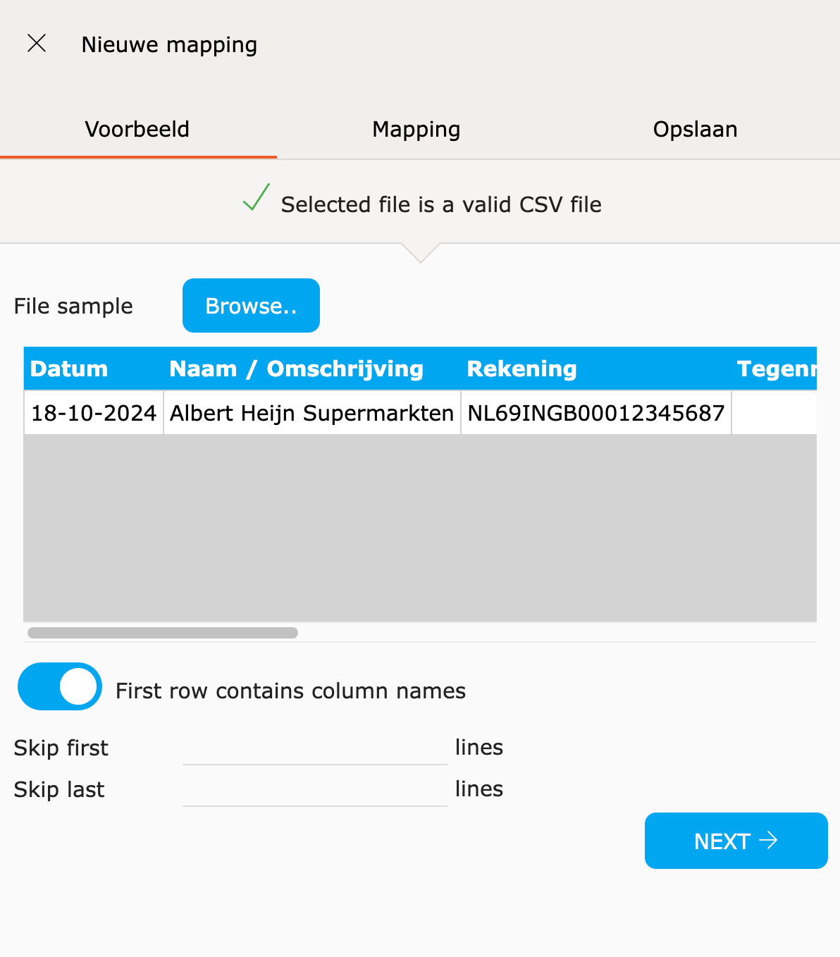 Custom bank format — screenshot 2