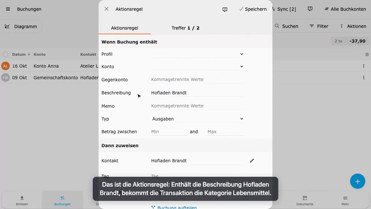 Rubrizieren und eine Aktionsregel anlegen