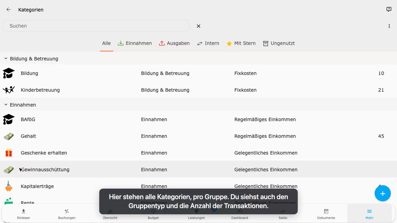 Rubriken verwalten