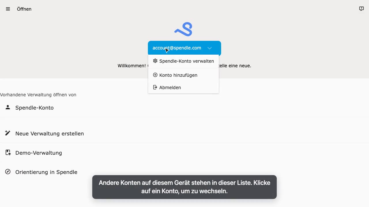 Zwischen Konten wechseln