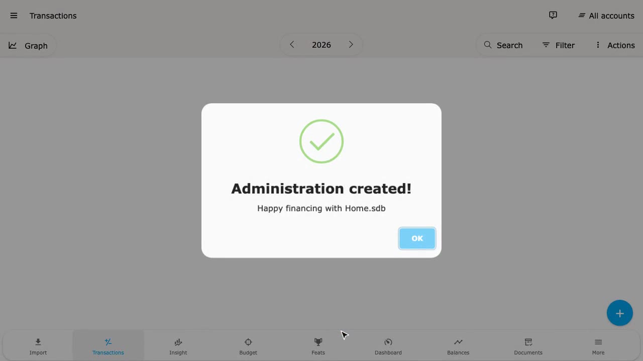 Log in and create an administration