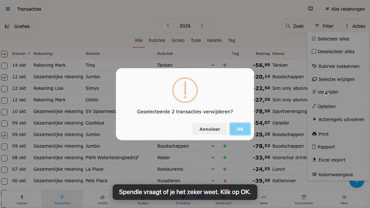 Transacties verwijderen