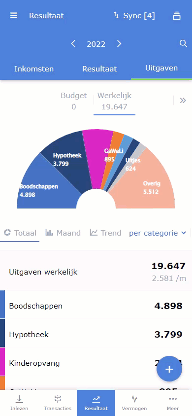 Budget app om je inkomsten en uitgaven bij te houden.