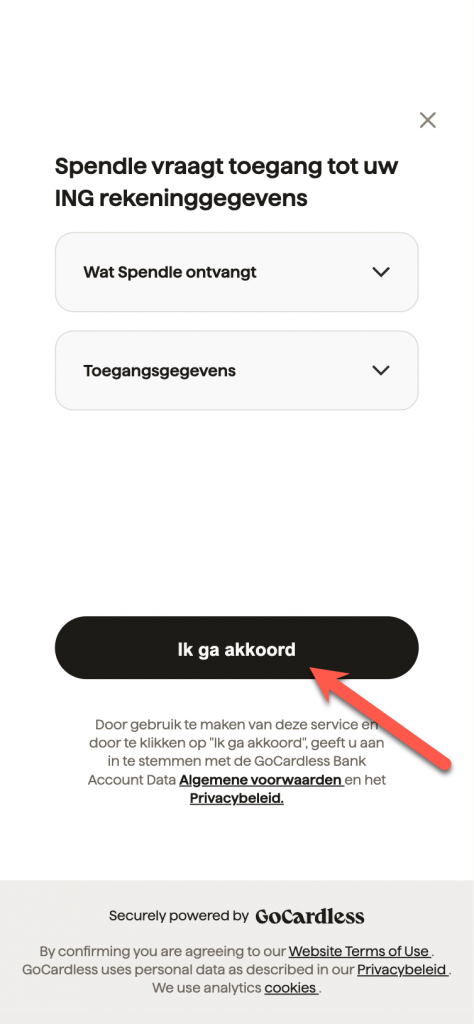 Accepteer voorwaarden van GoCardless