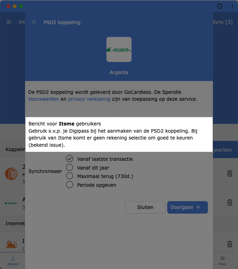 Geen PSD2 transactie bij gebruik itsme app.